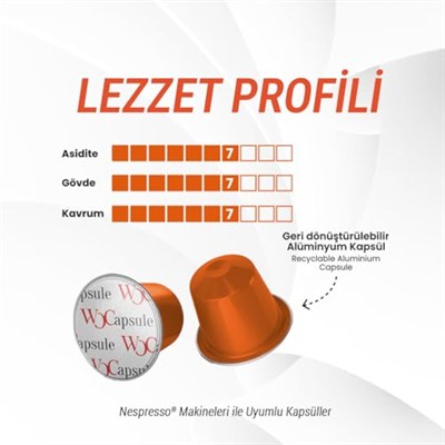 WOCapsule Caramel Nespresso Uyumlu Kapsül Kahve 50li Avantaj Paketi