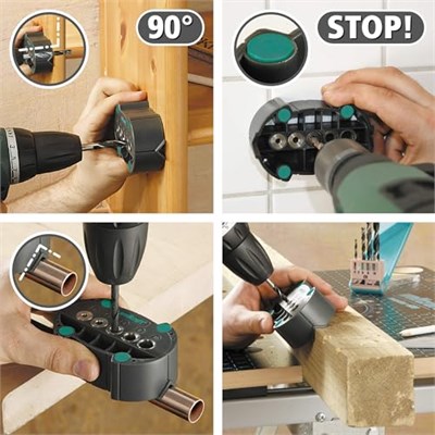 wolfcraft accumobil Mobil Matkap Yardımı 4685000 / Pratik delme soketleri ve konumlandırma çizgileri ile dik açılı ve hassas delme için kullanışlı delme aksesuarı