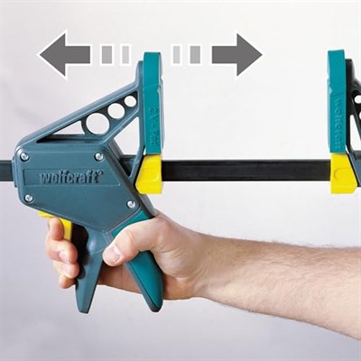 wolfcraft EHZ 100-700 tek elle mengene PRO 3033000 | İş parçalarının tek elle profesyonel gerilmesi için güçlü mengene | Sıkıştırma gücü: 120 kg - Sıkıştırma genişliği: 700 mm