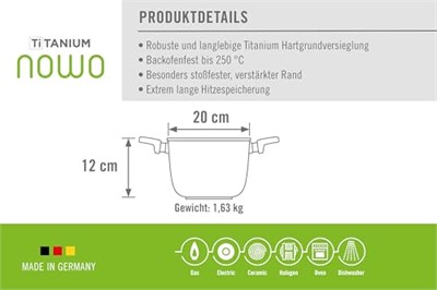 Woll Primanova Tencere, 20 cm, Derinlik 12 cm Nt - Seçenekler: Ø 20 cm, 12 cm hoch, Ø 24 cm, 12 cm hoch, Ø 28 cm...