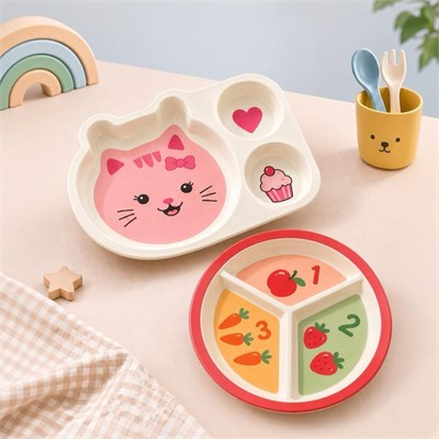 Wumboo 2li Melamin Çocuk Tabağı - Ekstra Dayanıklı Bpa Free Beslenme Seti- Kırılmaz Çocuk Beslenme Tabağı
