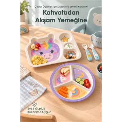 Wumboo 2li Melamin Çocuk Tabağı - Ekstra Dayanıklı Bpa Free Beslenme Seti- Kırılmaz Çocuk Beslenme Tabağı