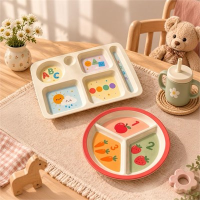 Wumboo 2li Melamin Çocuk Tabağı - Ekstra Dayanıklı Bpa Free Beslenme Seti- Kırılmaz Çocuk Beslenme Tabağı