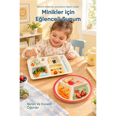 Wumboo 2li Melamin Çocuk Tabağı - Ekstra Dayanıklı Bpa Free Beslenme Seti- Kırılmaz Çocuk Beslenme Tabağı
