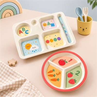 Wumboo 2li Melamin Çocuk Tabağı - Ekstra Dayanıklı Bpa Free Beslenme Seti- Kırılmaz Çocuk Beslenme Tabağı