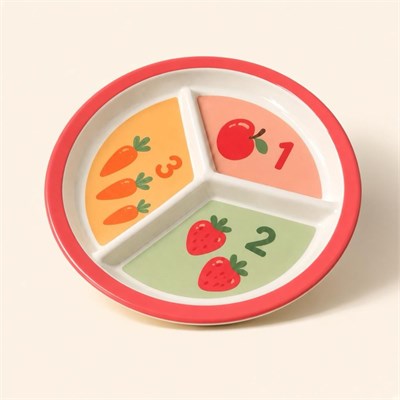 Wumboo 3 Bölmeli Melamin Çocuk Tabağı-ekstra Dayanıklı Bpa Free Beslenme Tabağ-eğitici Sayılar Çocuk Tabağı