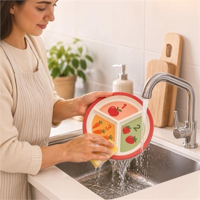 Wumboo 3 Bölmeli Melamin Çocuk Tabağı-ekstra Dayanıklı Bpa Free Beslenme Tabağ-eğitici Sayılar Çocuk Tabağı