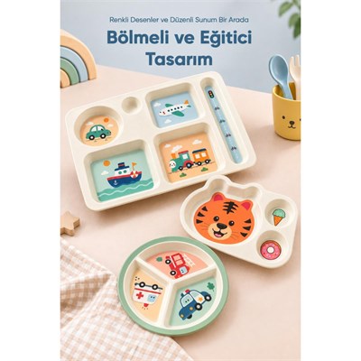 Wumboo 3lü Melamin Çocuk Tabağı - Ekstra Dayanıklı Bpa Free Beslenme Seti- Kırılmaz Çocuk Beslenme Tabağı