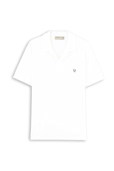 Wwf - India Üniseks Yetişkin Kısa Kollu Polo Yaka Tişört Panda Kafası Polo Yaka Tshirt Beyaz