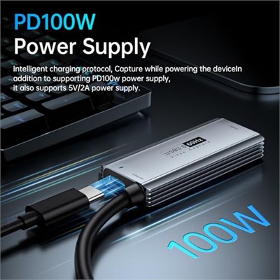 XIIXMASK Video yakalama kartı USB 3.0, 100 W PD HDMI USB/USB C 1080P HD 60 fps Live ve Record Video Audio Game MS2130, Switch Xbox PS4/5 Live Broadcast, oyun, akış için