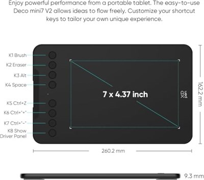 XP-Pen Deco Mini7 Grafik Tablet Android Windows Ios
