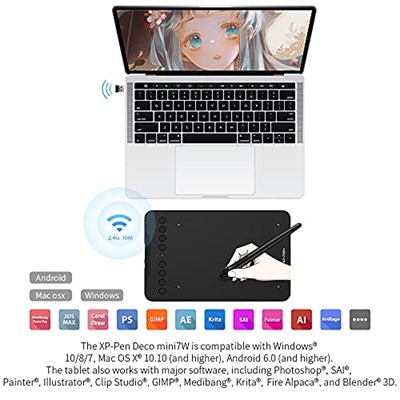 Xp-Pen Deco MINI7W 2.4g Wireless Grafik Tablet