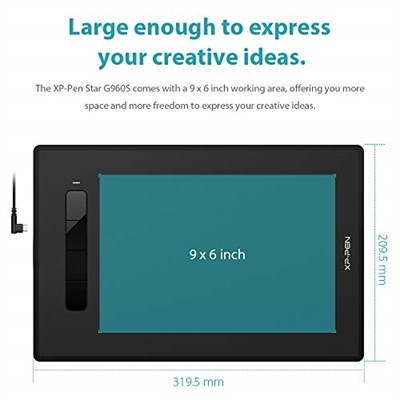 XP-PEN G960S Grafik Tablet 9x6 inç Kalem Tablet Çizim Tableti, Windows 10/8/7 ve Mac OS ve Android için Pilsiz Stylus ile