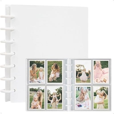 Xspring Mini fotoğraf albümü, Beyaz 30 Çıkarılabilir İç Sayfa, 3 İnç Fotoğraf Kartı Tutucu Kitap, Mini Kamera DIY Koleksiyoncu 240 Cep ile, 240 Fotoğraf Görüntüleme (19 x 15cm)