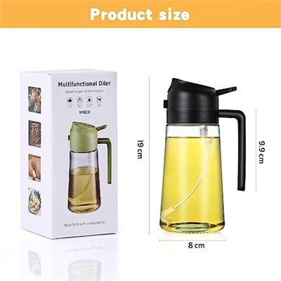 Yağ Püskürtme Şişesi, 2li Yağ Dağıtıcı ve Püskürtücü, Mutfak için 470ml Yağ Şişesi, Hava Fritözü, Barbekü Salata ve Biftek için Yağ Püskürtme Şişesi
