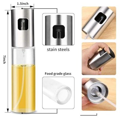 Yağ püskürtücü şişe, 100 ml sirke püskürtücü, sos spreyi, ızgara, zeytinyağı cam şişe, mutfak, pişirme, salata, ekmek pişirme, barbekü için (1 adet)