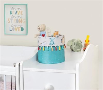 YamanHobi Baby Kullanımı Kolay Desenli Taşınabilir Düzenleyici Püsküllü Yuvarlak Sepet(yeşil)