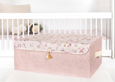 YamanHobi Baby Püsküllü Kapaklı Kutu Düzenleyici Çok Amaçlı Organizer Kutu Baza Boy (pembe) -04249