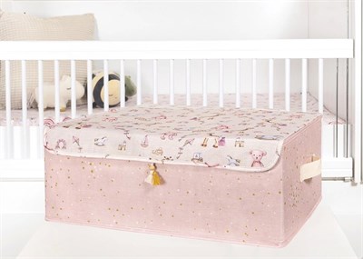 YamanHobi Baby Püsküllü Kapaklı Kutu Düzenleyici Çok Amaçlı Organizer Kutu Baza Boy (pembe) -04249