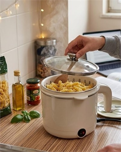 YamanHobi Elektrikli Mini Tencere 1 Litre Çorba Pilav Makarna Pişirici Çok Fonksiyonlu