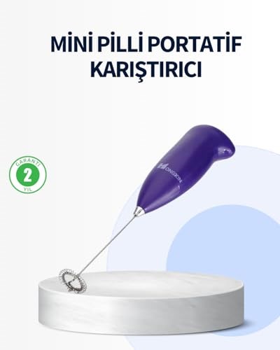 YamanHobi Mini Pilli Portatif Karıştırıcı – Cappuccino, Latte, Frappe ve Kahve Köpürtücü