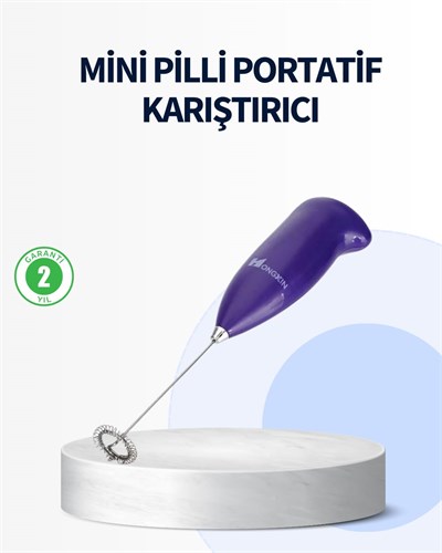 YamanHobi Mini Pilli Portatif Karıştırıcı – Cappuccino, Latte, Frappe ve Kahve Köpürtücü