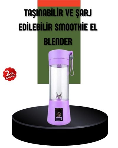 YamanHobi Taşınabilir USB Şarjlı Mini Smoothie Blender 380ml Çelik Bıçaklı Portatif