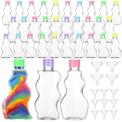 Yaomiao 30lu Paket 70 ml Plastik Kum Sanat Şişeleri Çocuklar için Mantarlı 3 Stil Kum Sanatı Şeffaf Konteynerler Kum Sanatı Düğün Davetiyeleri Eğlenceli Sanatlar El Sanatları Malzemeleri Erkek Kız