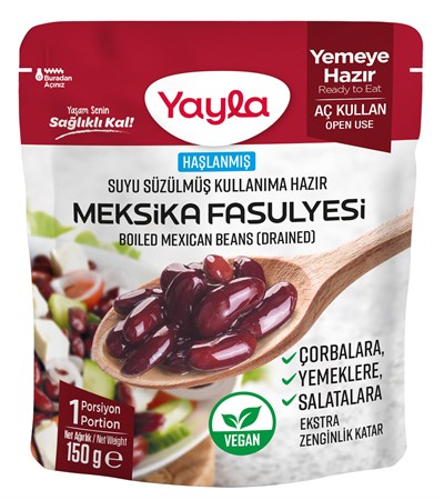 yayla 150 G Haşlanmiş Suyu Süzülmüş Meksika Fasulye Tekli Paket