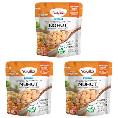 yayla 150 G Haşlanmiş Suyu Süzülmüş Nohut Tekli Paket 3lü paket