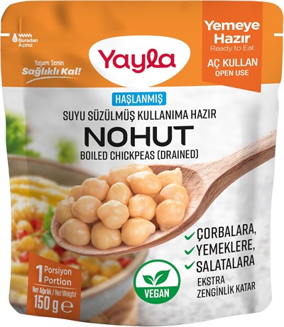 yayla 150 G Haşlanmiş Suyu Süzülmüş Nohut Tekli Paket 3lü paket