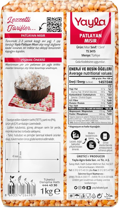 Yayla Bakliyat Patlayan Mısır, 1 kg