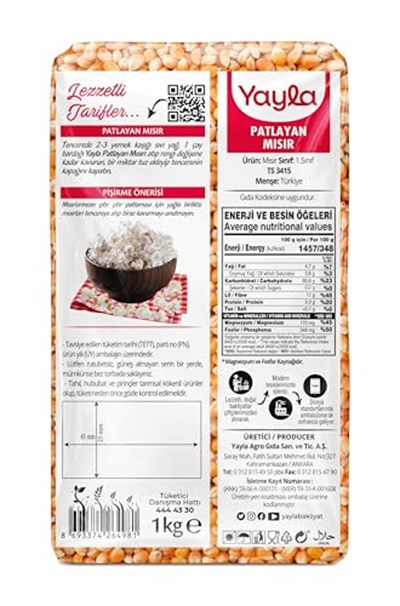 Yayla Bakliyat Patlayan Mısır, 1 kg
