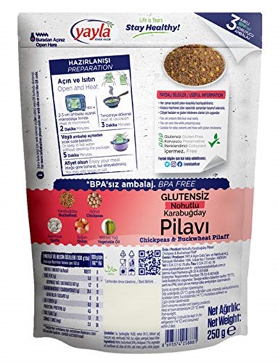 Yayla Glutensiz Nohutlu Karabuğday Pilavı (250 Gr) 6lı paket - Seçenekler: Pack of 6, 250 Gr, 250 Gr 2li paket, (250 Gr x 12)