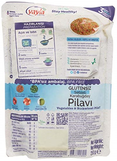 Yayla Glutensiz Sebzeli Karabuğday Pilavı (250 Gr) 6lı paket - Seçenekler: Pack of 6, 250 Gr, 250 Gr 2li paket, (250 Gr x 12)