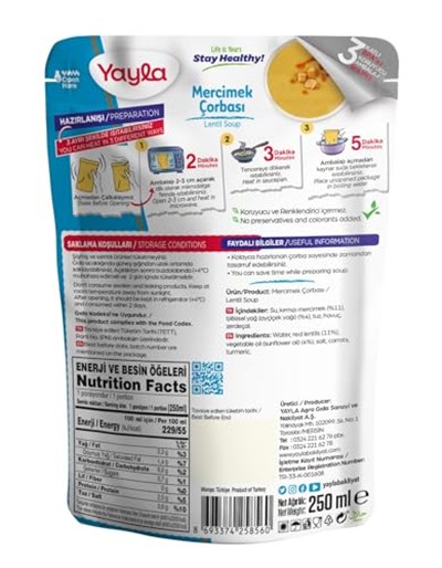 Yayla Hazır Mercimek Çorbası 250 gr