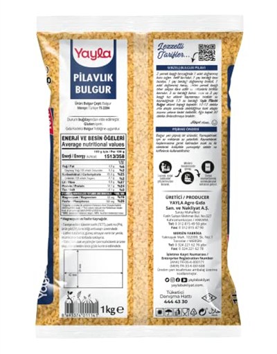 Yayla Pilavlık Bulgur, 1 kg Tekli Paket 3lü paket