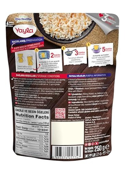 yayla Şehriyeli Pirinç Pilavı, 250 gr Tekli Paket
