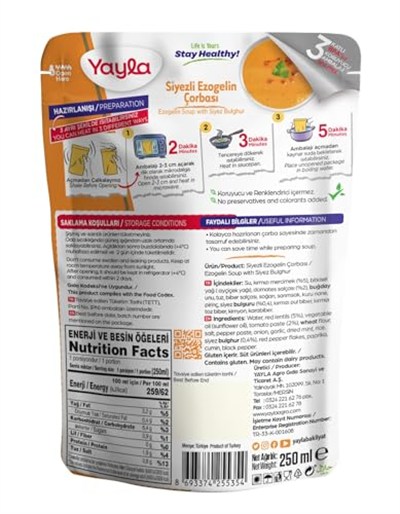 yayla Siyezli Ezogelin Çorbası, 250 gr Tekli paket