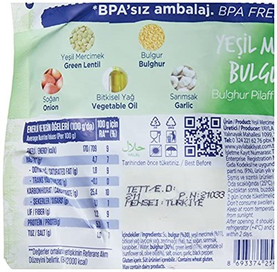 Yayla Yeşil Mercimekli Bulgur Pilavı (250 Gr) 6lı paket - Seçenekler: Pack of 6, 250 Gr, 250 Gr (2 paketi), 250 Gr 3lü paket...