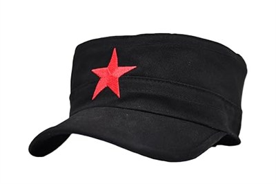 Yazlık Erkek Şapka Kastro Şapka Yıldız Nakışlı Siyah