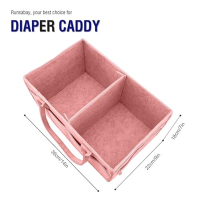 Yenidoğan Bebek Temelleri için Bebek Bezi Caddy Düzenleyici, Yeni Doğan Bebek Olması Gerekenler, Bebek Bezi ve Mendil için Araba Sepeti, Saplı Bebek Sepeti (Pembe, Large)