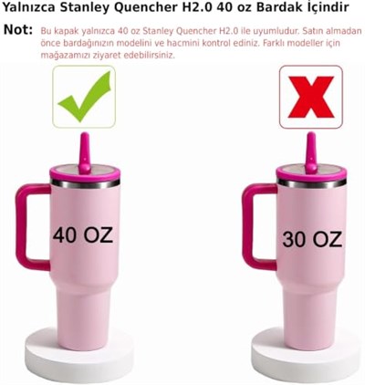Yenigeldi 2 Adet Flip Pipetli Kapak – Stanley Quencher ile Uyumlu 40 Oz – Sızdırmaz Kapak + 2 Pipet – Krem Renk
