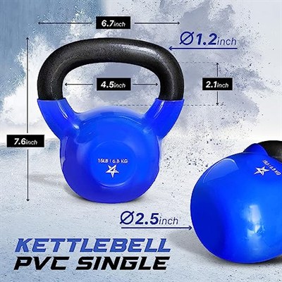 Yes4All 2-20kg Kettlebell aus Gusseisen, mit Vinylbeschichtung, Schwunghantel, Kugelgewicht