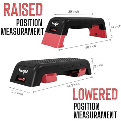 Yes4All 48 cm Aerobik Egzersiz Step Platformu, 2 Yükseltici ile, Ayarlanabilir Yükseklikli Antrenman Step Tahtası 7,6 cm ve 13 cm için Ev Spor Salonu