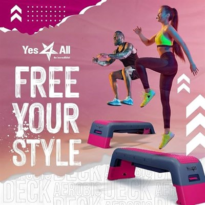 Yes4All 48 cm Aerobik Egzersiz Step Platformu, 2 Yükseltici ile, Ayarlanabilir Yükseklikli Antrenman Step Tahtası 7,6 cm ve 13 cm için Ev Spor Salonu