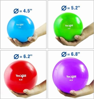 Yes4All Ağırlıklı Tonlama Topları, Egzersiz, Pilates, Yoga, Denge, Esneklik İçin Yumuşak Sağlık Topları, 0,9 kg-4,5 kg - Seçenekler: A. Pürüzsüz, Düz, Elmas sap, Renk Mermer