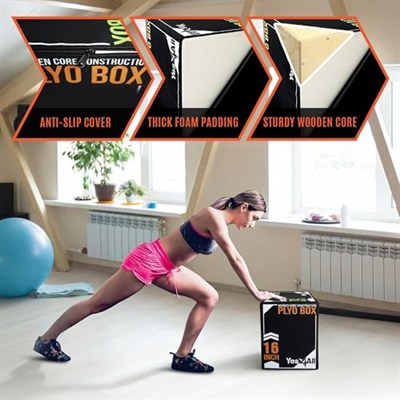Yes4All Antrenman için yumuşak köpükten Plyo kutusu, crossfit, MMA, piyometrik antrenman için – 3ü 1 arada ahşap çekirdekli zıplama kutusu