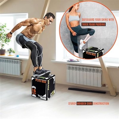 Yes4All Antrenman için yumuşak köpükten Plyo kutusu, crossfit, MMA, piyometrik antrenman için – 3ü 1 arada ahşap çekirdekli zıplama kutusu
