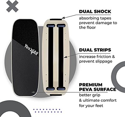 Yes4All denge tahtası spor eğitmeni, ayarlanabilir durduruculara sahip sörf antrenman tahtası, karın kası gücünü ve denge kontrolünü geliştirir
